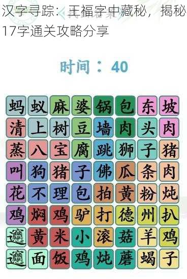 汉字寻踪：王福字中藏秘，揭秘17字通关攻略分享