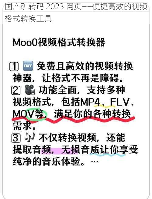 国产矿转码 2023 网页——便捷高效的视频格式转换工具