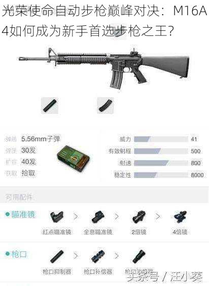 光荣使命自动步枪巅峰对决：M16A4如何成为新手首选步枪之王？