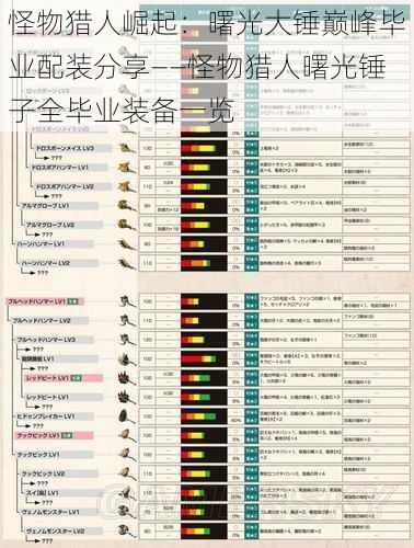 怪物猎人崛起：曙光大锤巅峰毕业配装分享——怪物猎人曙光锤子全毕业装备一览