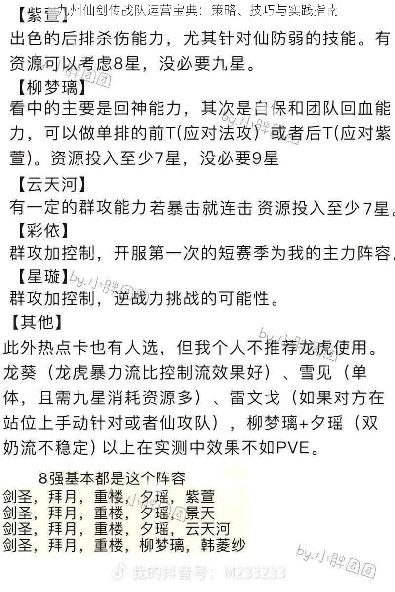 九州仙剑传战队运营宝典：策略、技巧与实践指南