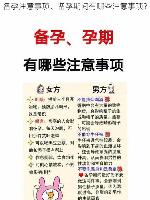 备孕注意事项、备孕期间有哪些注意事项？