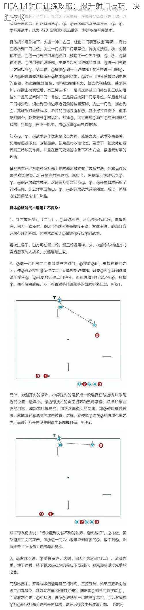 FIFA 14射门训练攻略：提升射门技巧，决胜球场