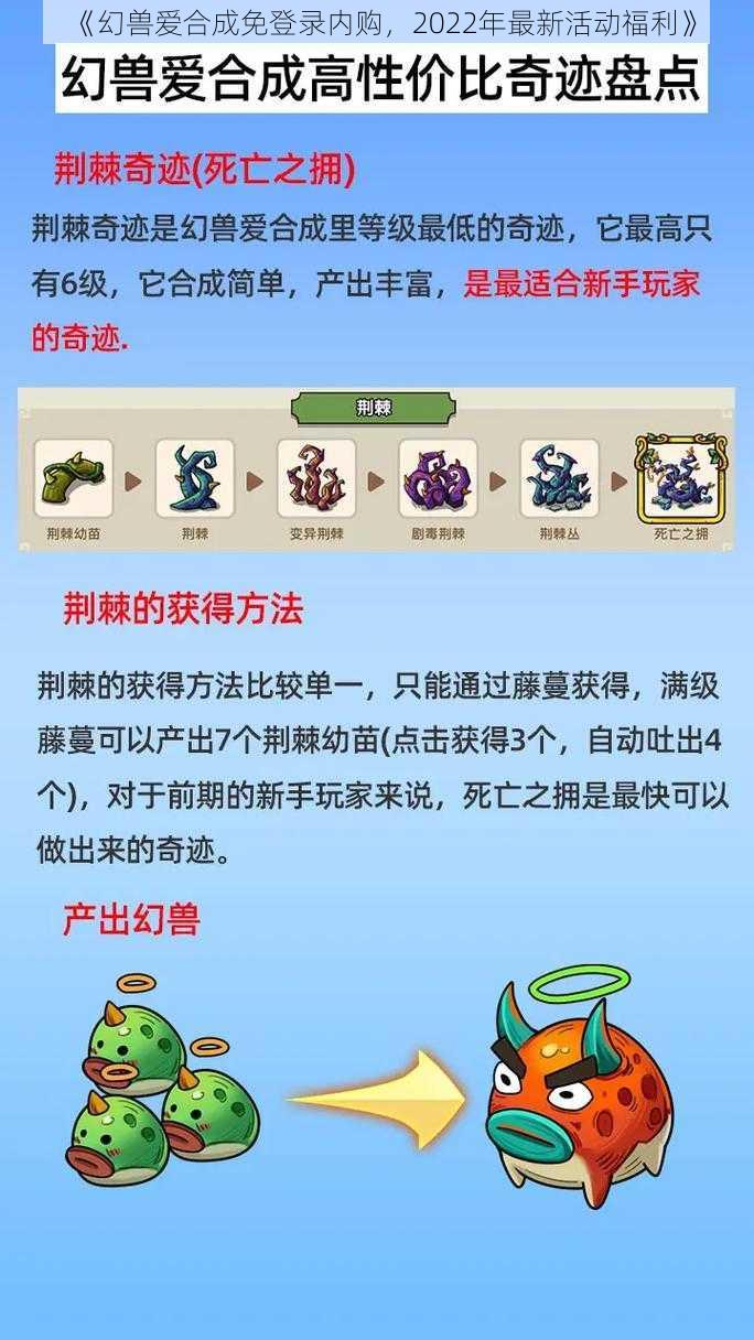 《幻兽爱合成免登录内购，2022年最新活动福利》