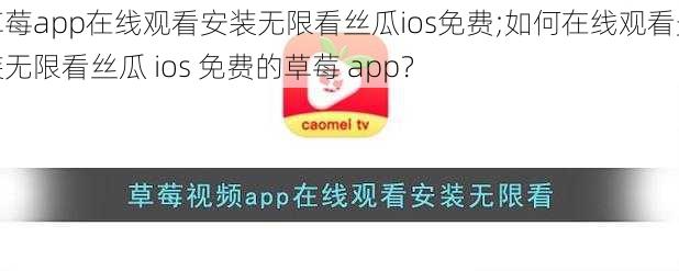 草莓app在线观看安装无限看丝瓜ios免费;如何在线观看安装无限看丝瓜 ios 免费的草莓 app？