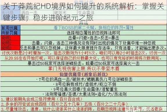 关于莽荒纪HD境界如何提升的系统解析：掌握关键步骤，稳步进阶纪元之旅