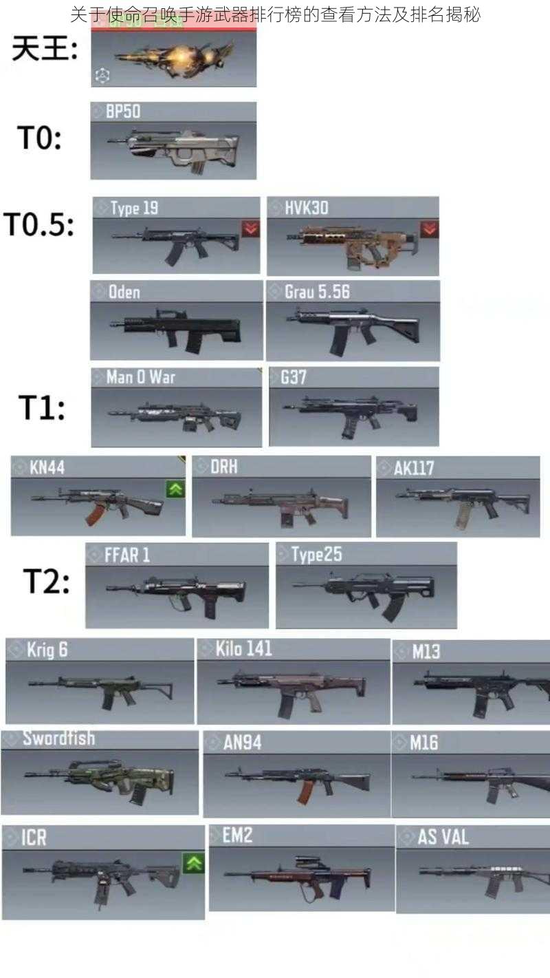 关于使命召唤手游武器排行榜的查看方法及排名揭秘