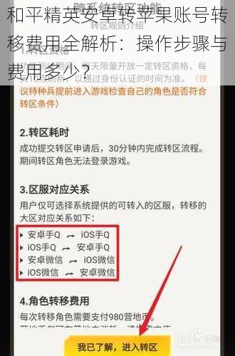 和平精英安卓转苹果账号转移费用全解析：操作步骤与费用多少？